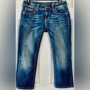 Miss Me Capri Jeans 28 Bling Fleur De Lis Studded Y2K Denim JE6063P6